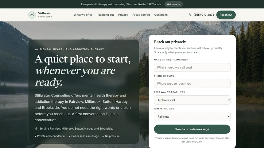 Stillwater Counseling therapy website example built by LeedAgent