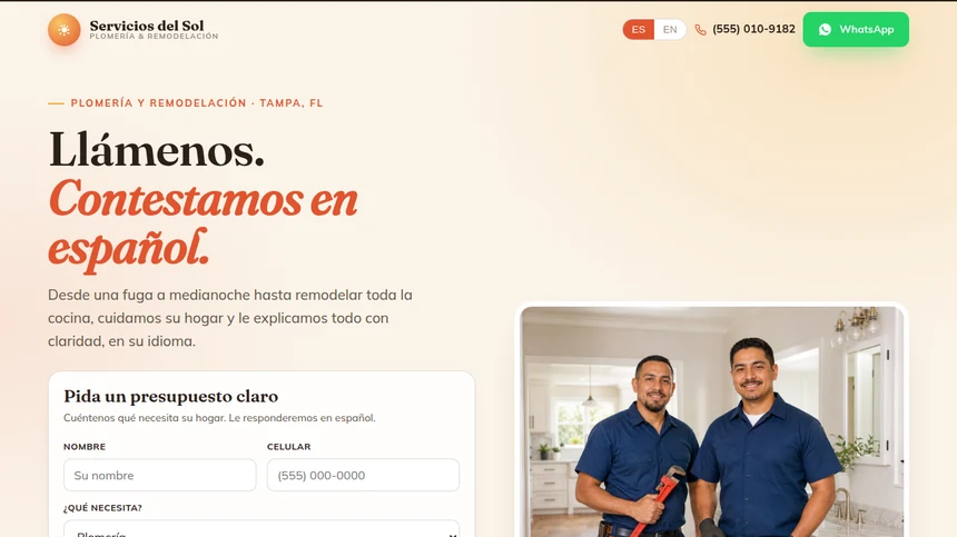 Servicios del Sol website example built by LeedAgent