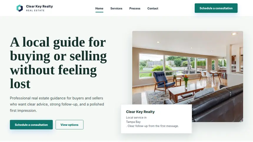 Clear Key Realty website example built by LeedAgent