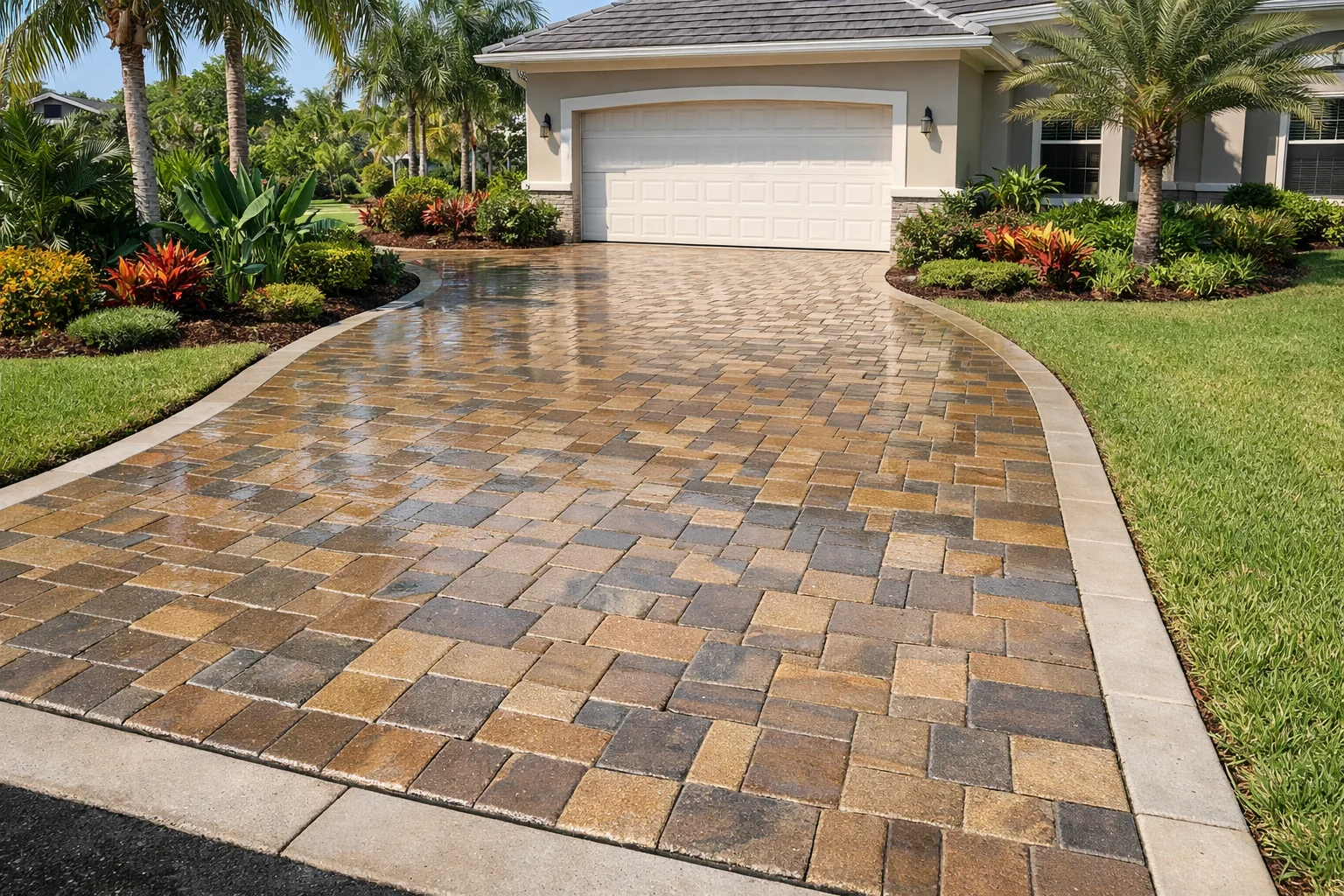 Clean sealed driveway pavers