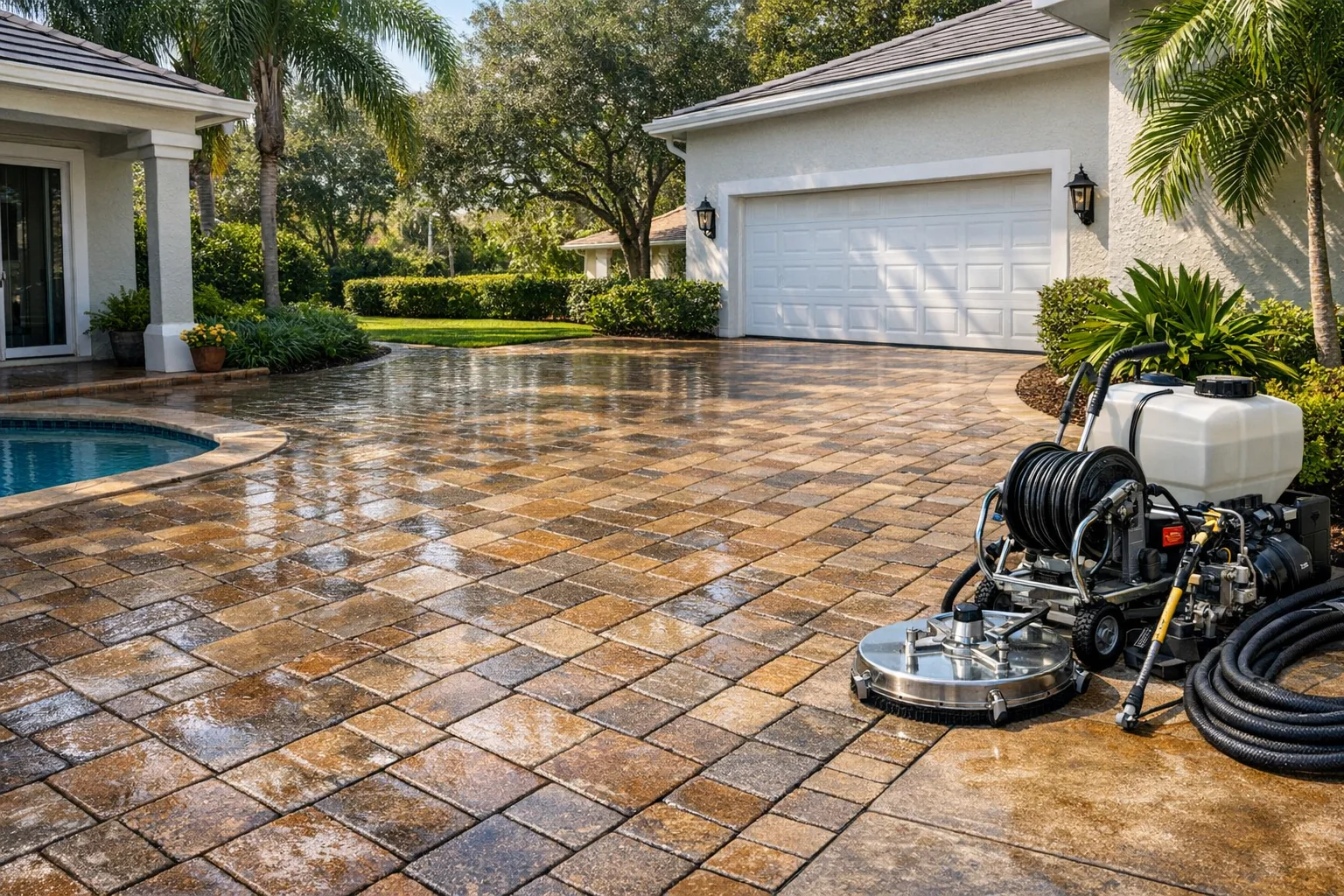 Finished paver cleaning and sealing project