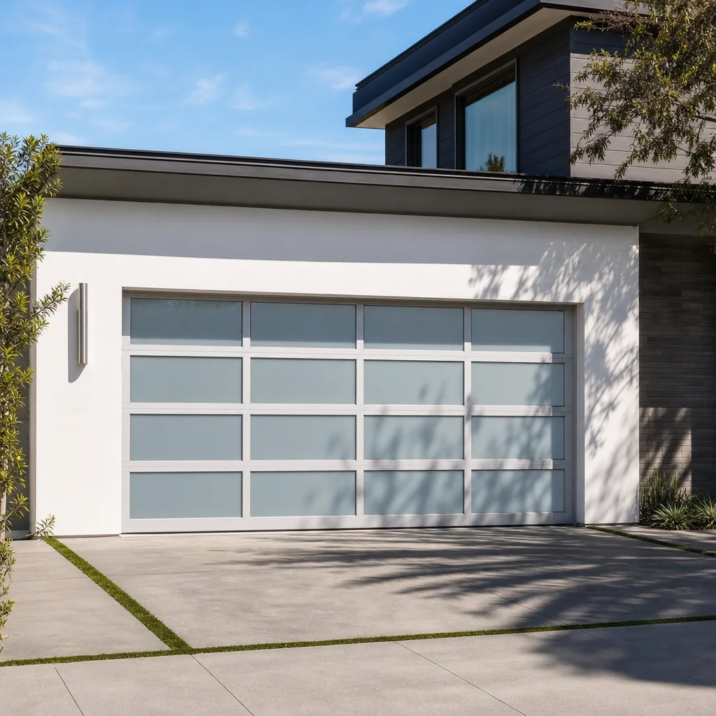 Modern glass garage door