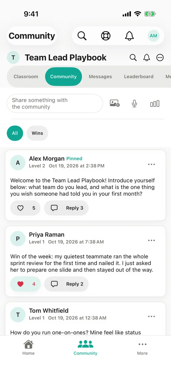 Community feed in the LeedAgent iPhone app